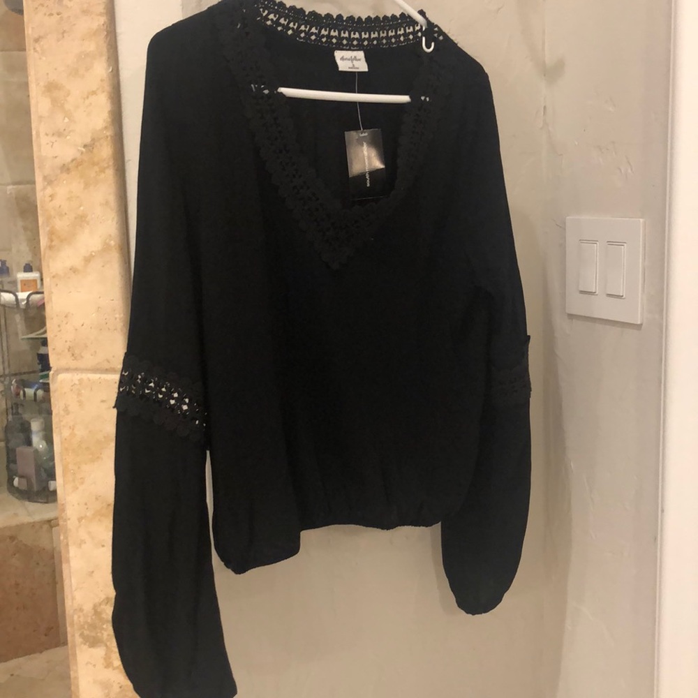 Black 100% Rayon long sleeve Shirt